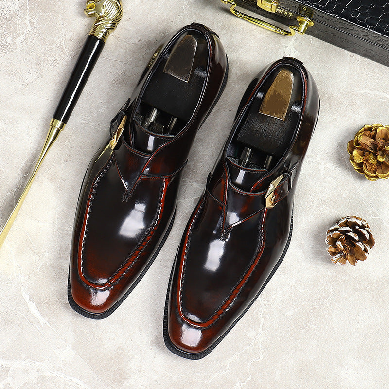 Men's Big Promotion Fashion Business Cowhide Patent Leather Shoes