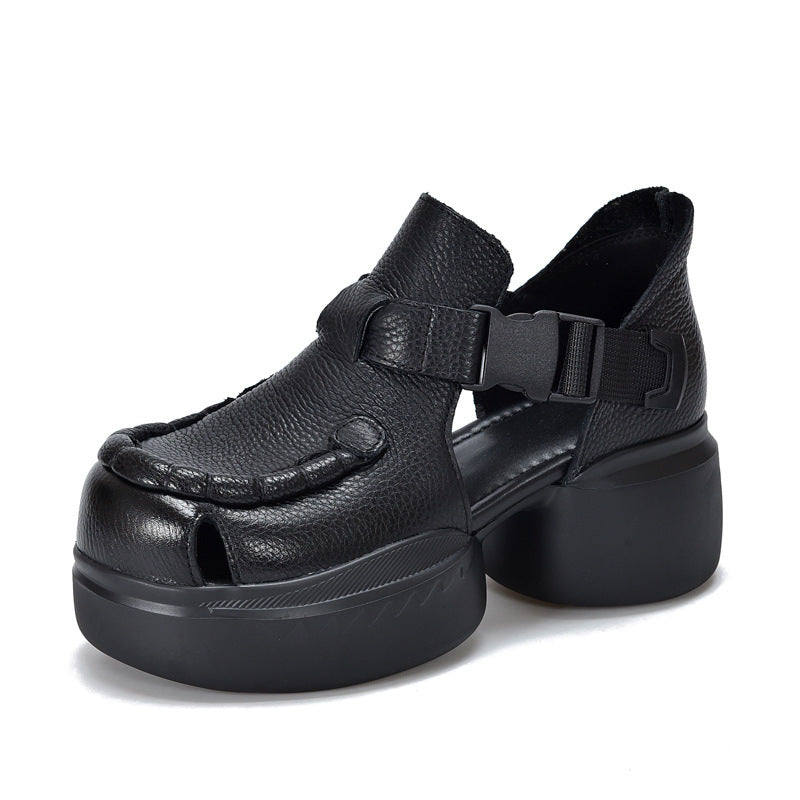 Women's Price Platform Genuine Hollow Roman Top Layer Sandals