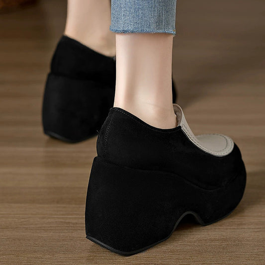 Wedge Round Toe Small Height Increasing Loafers