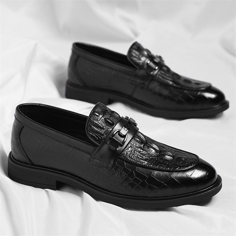 Men's Crocodile Pattern High Sense British Slip Men's Business Leather Shoes