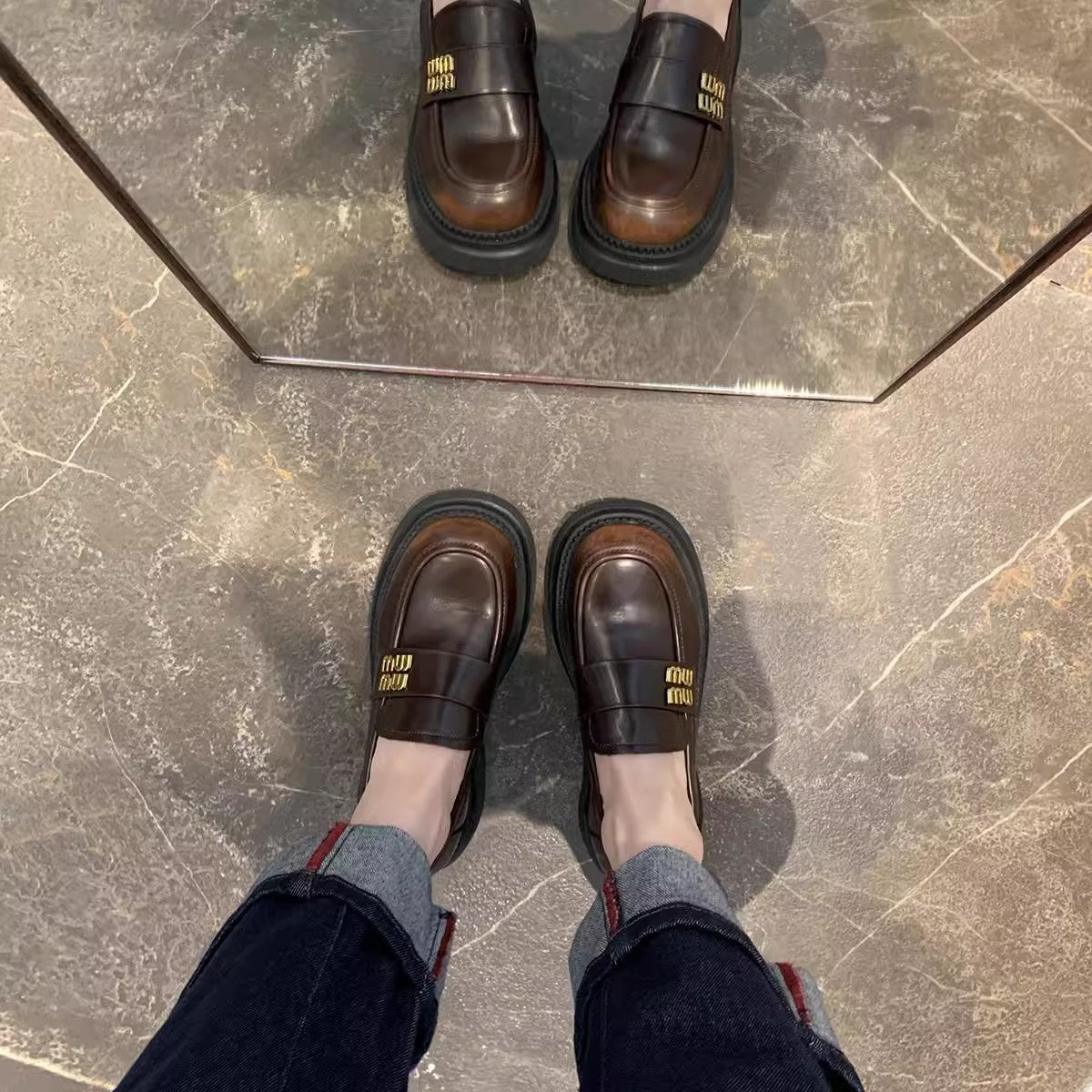 Second Hair Grape Mom Preppy Style Loafers