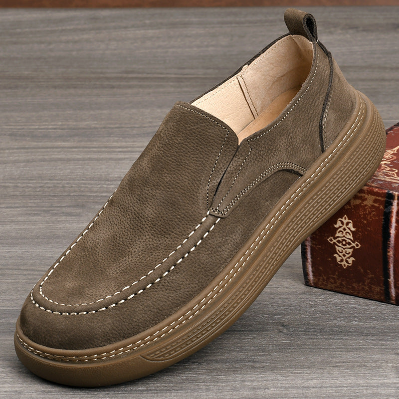 Men's First Layer Cowhide Soft Bottom Surface Breathable Retro Lace Up Men's Casual Leather Shoes