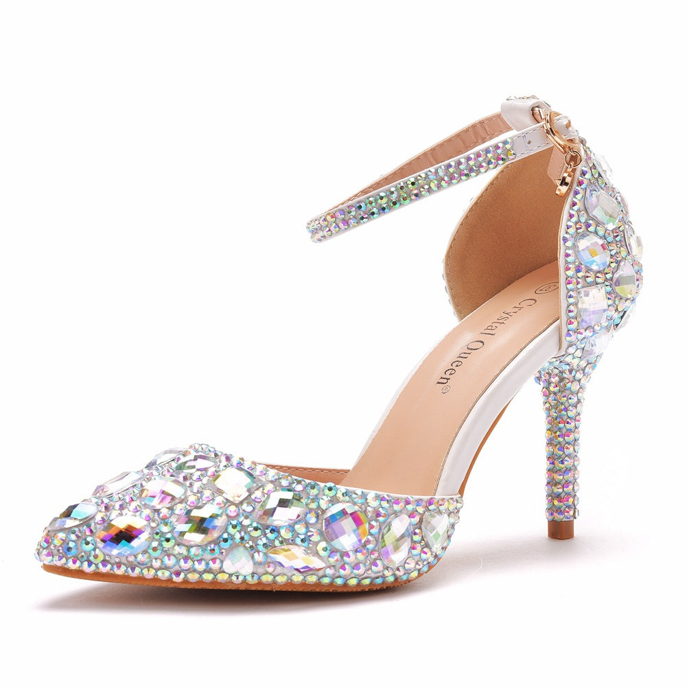 Size Rhinestone Wedding Stiletto Pointed Dinner Sandals