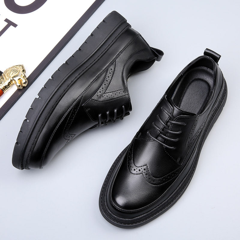 Men's Autumn Genuine Brogue Formal Wear Thick Bottom Men's Business Leather Shoes