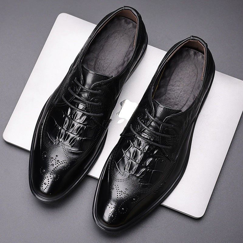 Men's Business Formal Classic Crocodile Pattern Pumps Leather Shoes