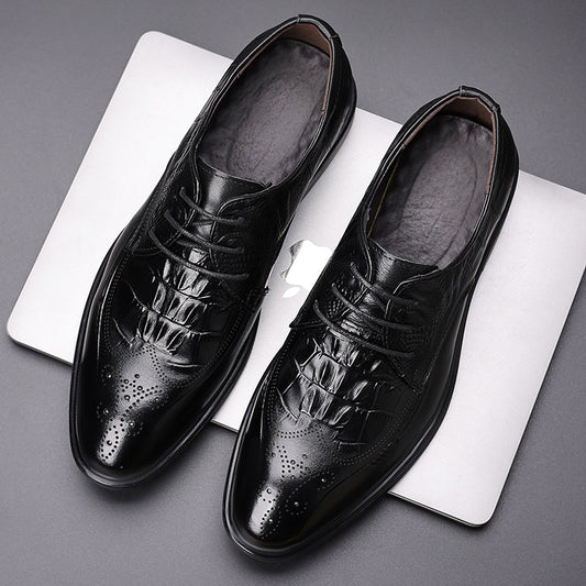 Men's Business Formal Classic Crocodile Pattern Pumps Leather Shoes