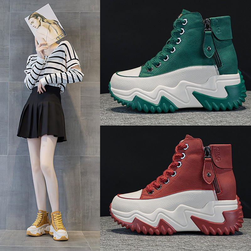 Women's Height Increasing Insole Authentic Clunky Spring Versatile Korean Style Thick Women's Casual Shoes