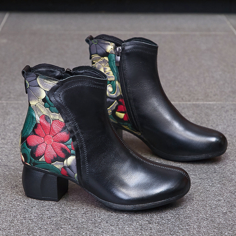 Women's Cowhide Thick Soft Soled Veet Warm Women's Shoes