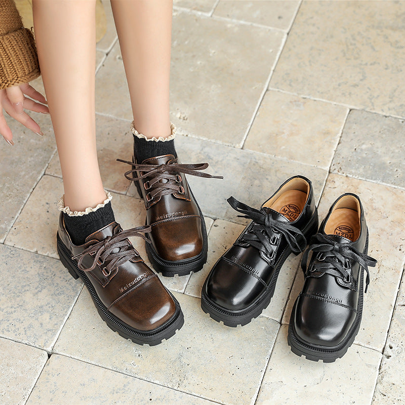 Women's Round Toe Thick-soled British Style Oxford For Foot Casual Shoes
