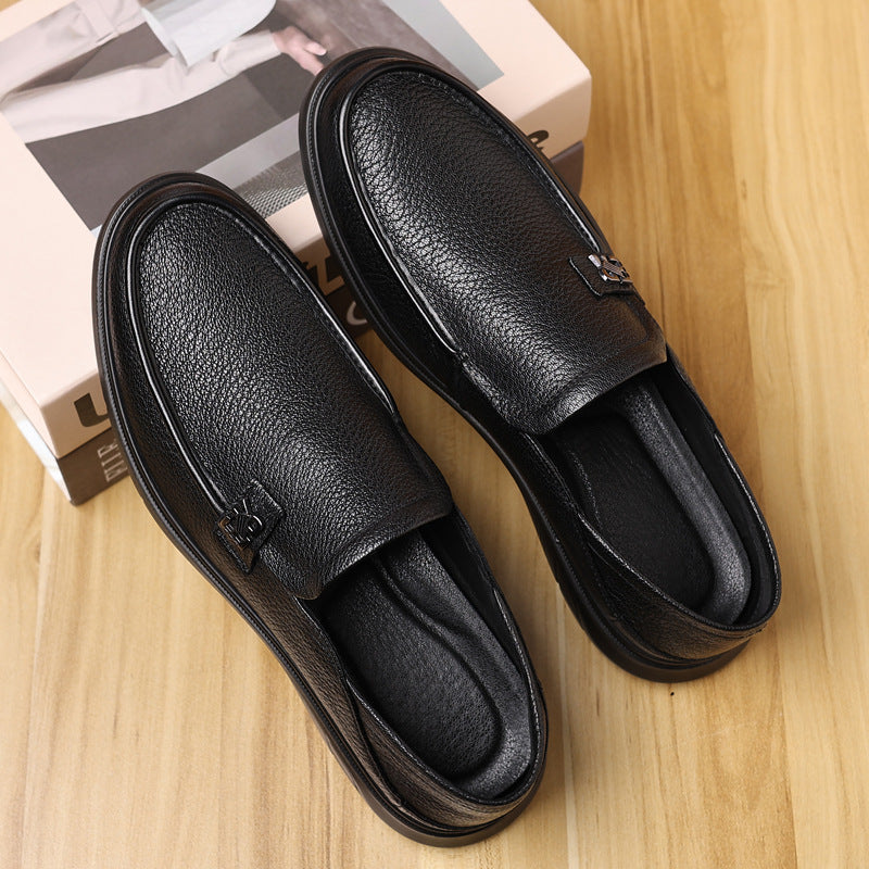 Men's Sheepskin Pumps Slip-on Soft Genuine Step-on Men's Casual Leather Shoes
