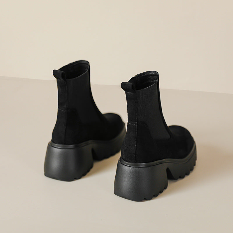 Women's Silky Suede Thick Light Bottom Ankle Elastic Boots