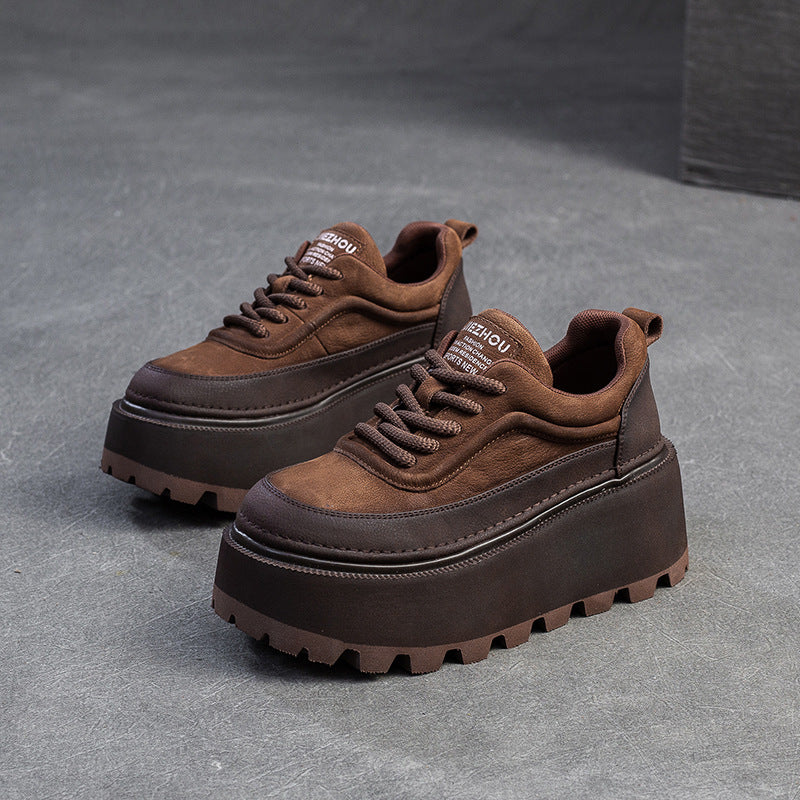 Women's Small Height Increased Retro British Style Casual Shoes