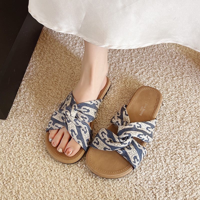 Women's French Style Flat Roman Summer Outer Wear Skirt Fairy Sandals