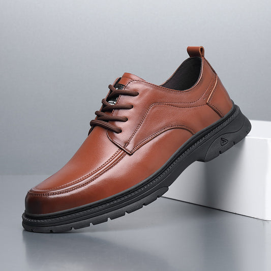 Men's Layer Cowhide British Fashion Soft Bottom Leather Shoes