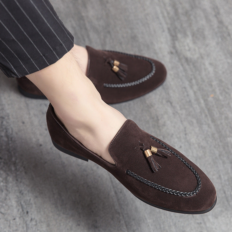 Men's Frosted Suede Club Hairdresser Height Increasing Insole Leather Shoes