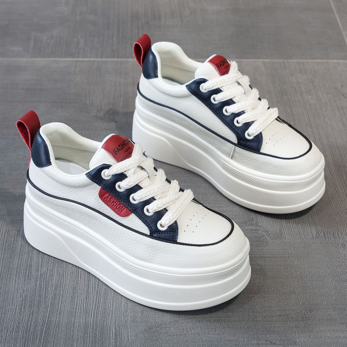 Women's White Inner Height Increasing Board Platform Women's Casual Shoes