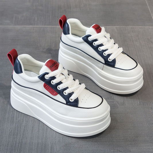 Women's White Inner Height Increasing Board Platform Women's Casual Shoes