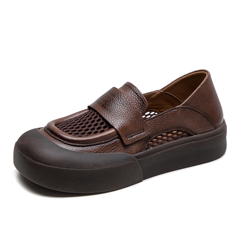 Women's Breathable Mesh Pumps Retro Flat Bottom Loafers