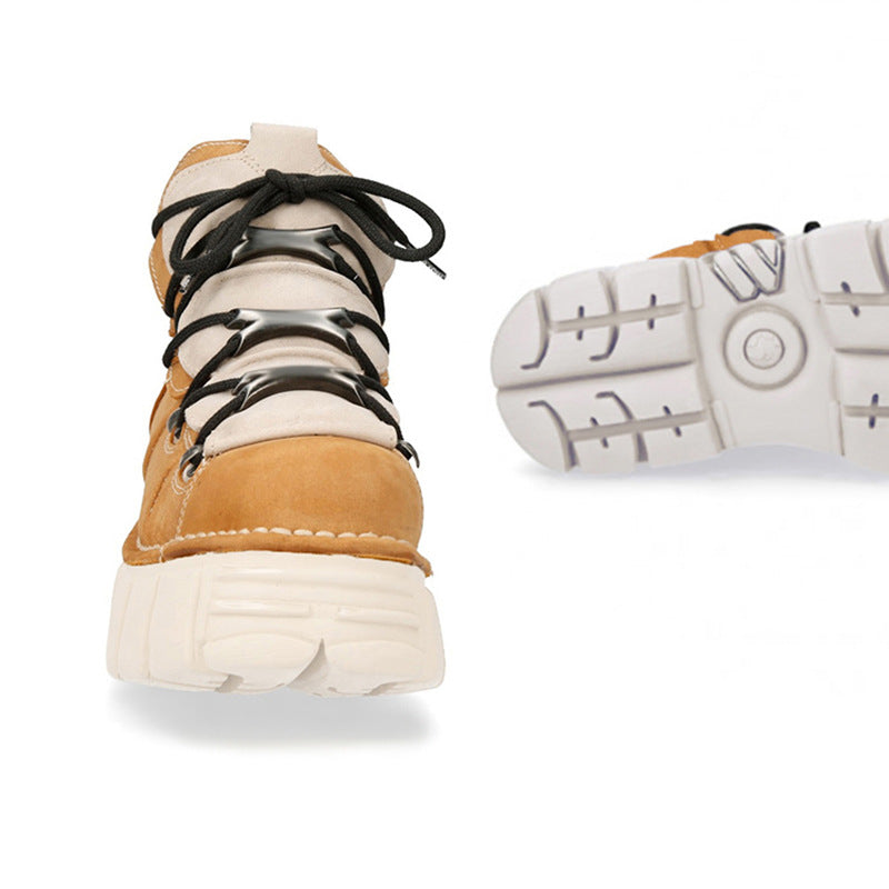 Women's Spanish Fashion Retro Punk Small Metal Platform Street Casual Shoes