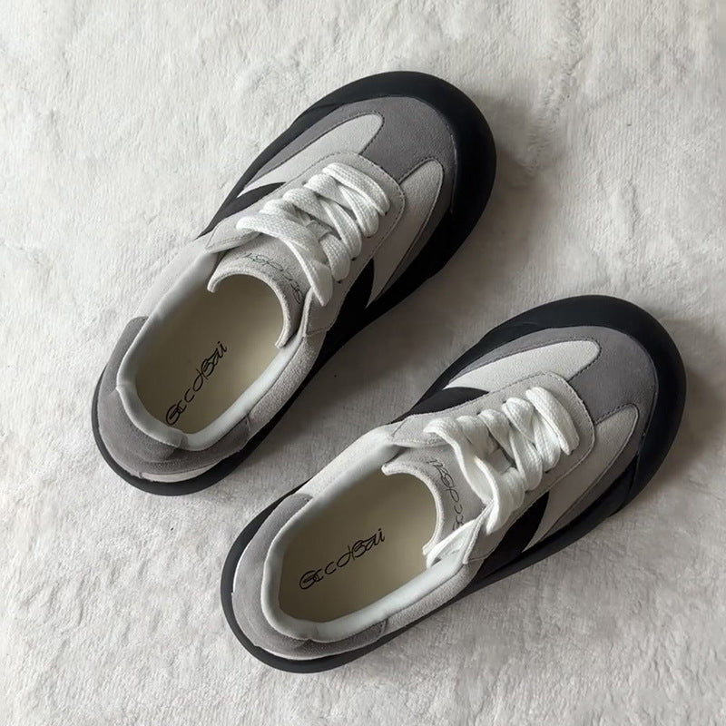 Women's White Puffy Platform Fat German Training Women's Casual Shoes