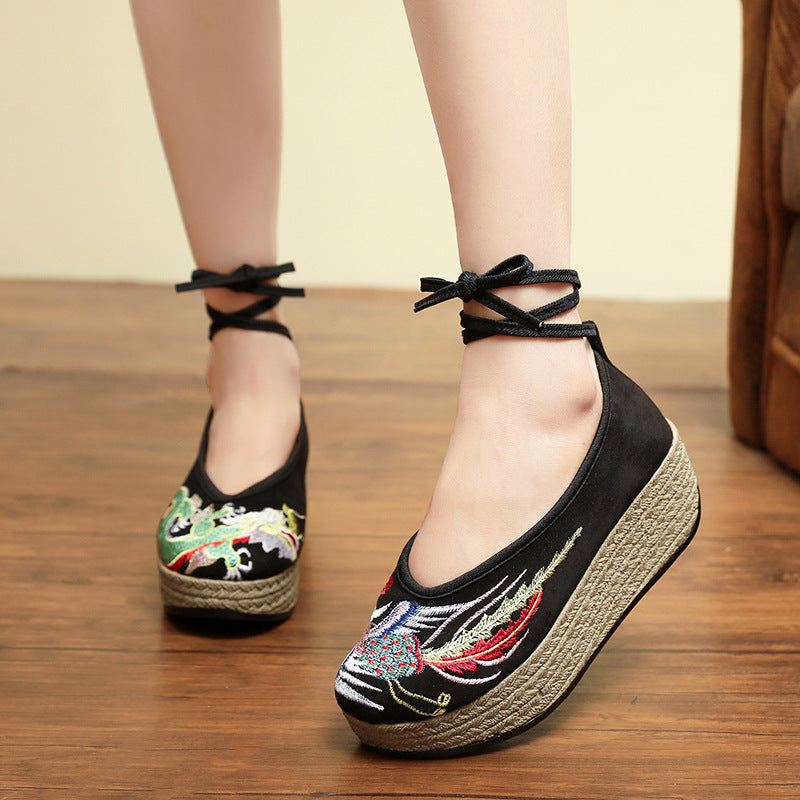 Women's Pearl Buckle Retro Dancing Ancient Cheongsam For Han Canvas Shoes