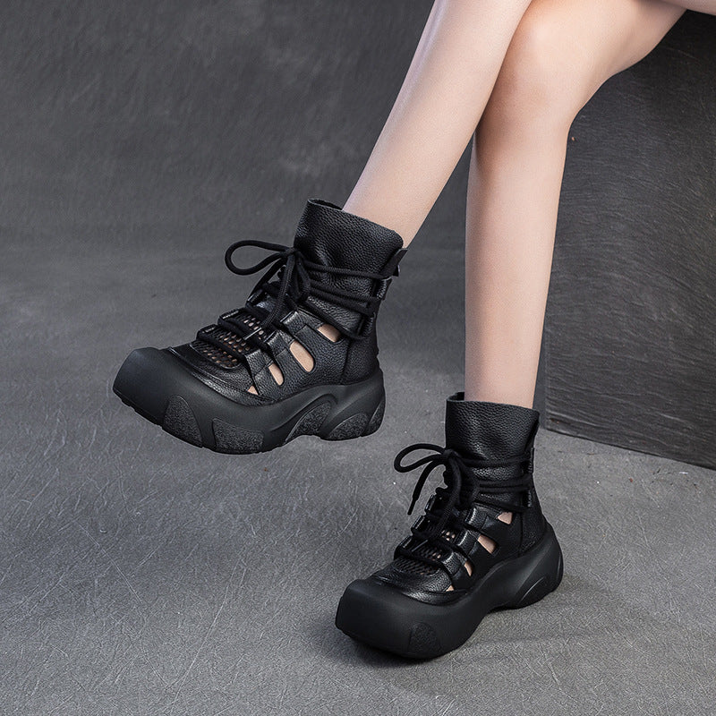 Out Breathable British Style Roman Thick Sandals
