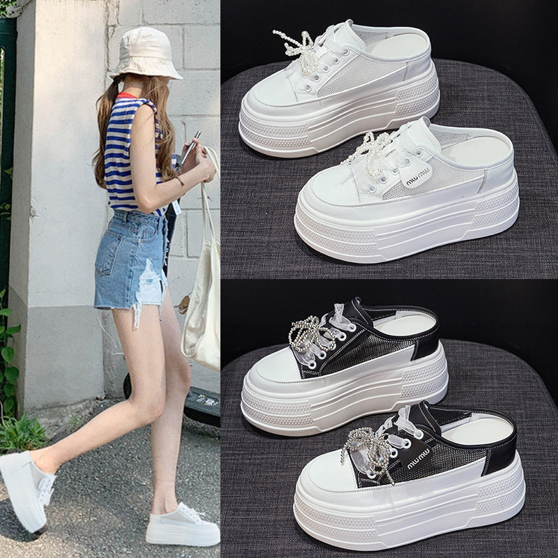Women's Toe Box Half Height Increasing Insole Outer Wear Slippers