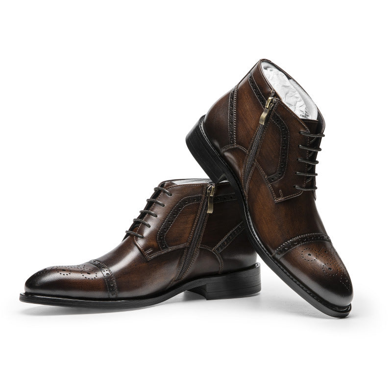 Men's Shipped Within Hours Business Formal Wear Cowhide Boots