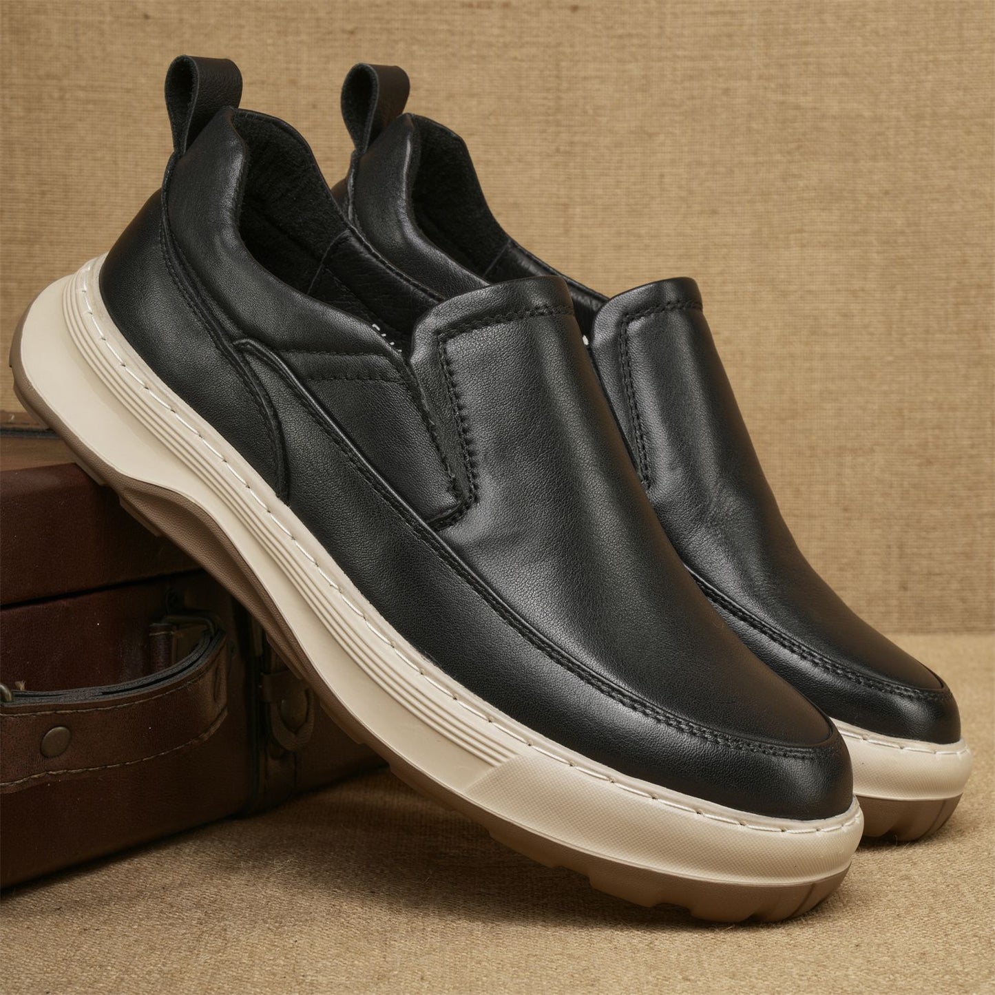 Men's Convenient Slip-on Retro British Style Business Leather Shoes