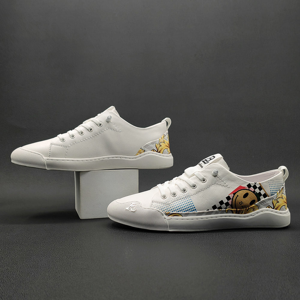 Men's Trendy Top Layer Cowhide Boys Sneakers