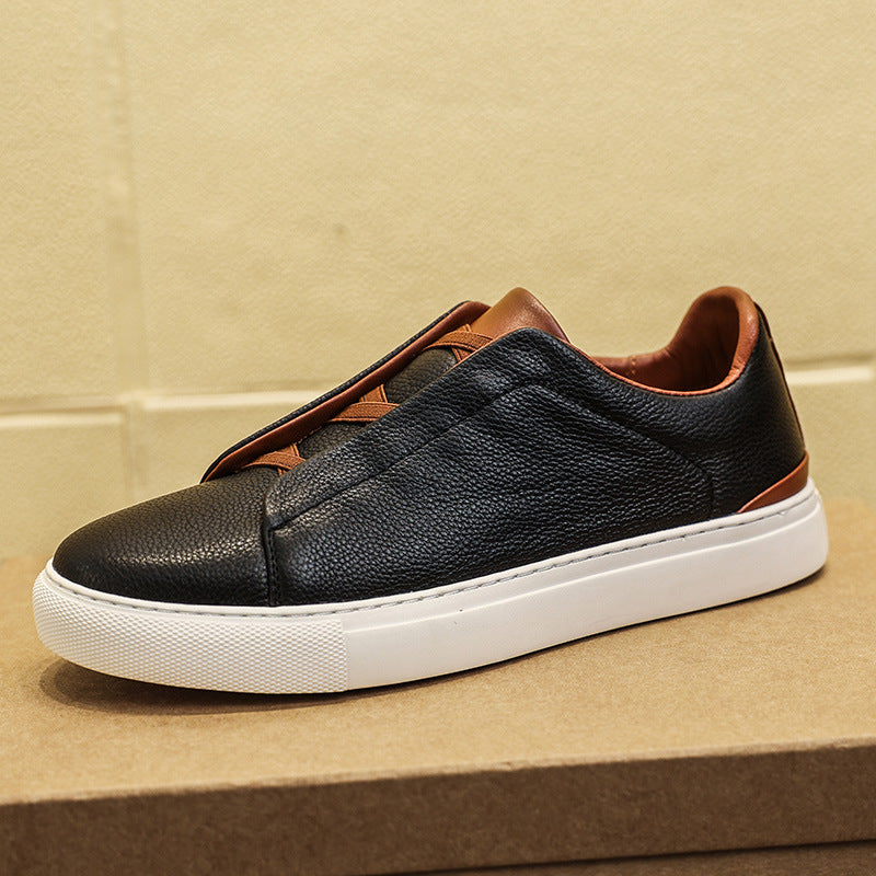 Men's Spring White Top Layer Green Trendy Men's Board Shoes