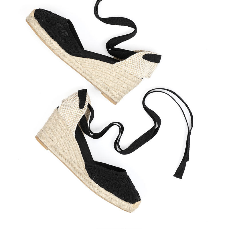 Women's Strap Retro Cotton Height Increasing Creative Sandals