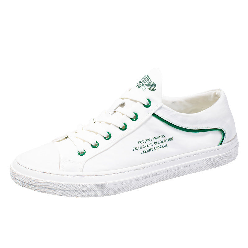 Men's Popular Trendy White Skateboard Cloth Canvas Shoes