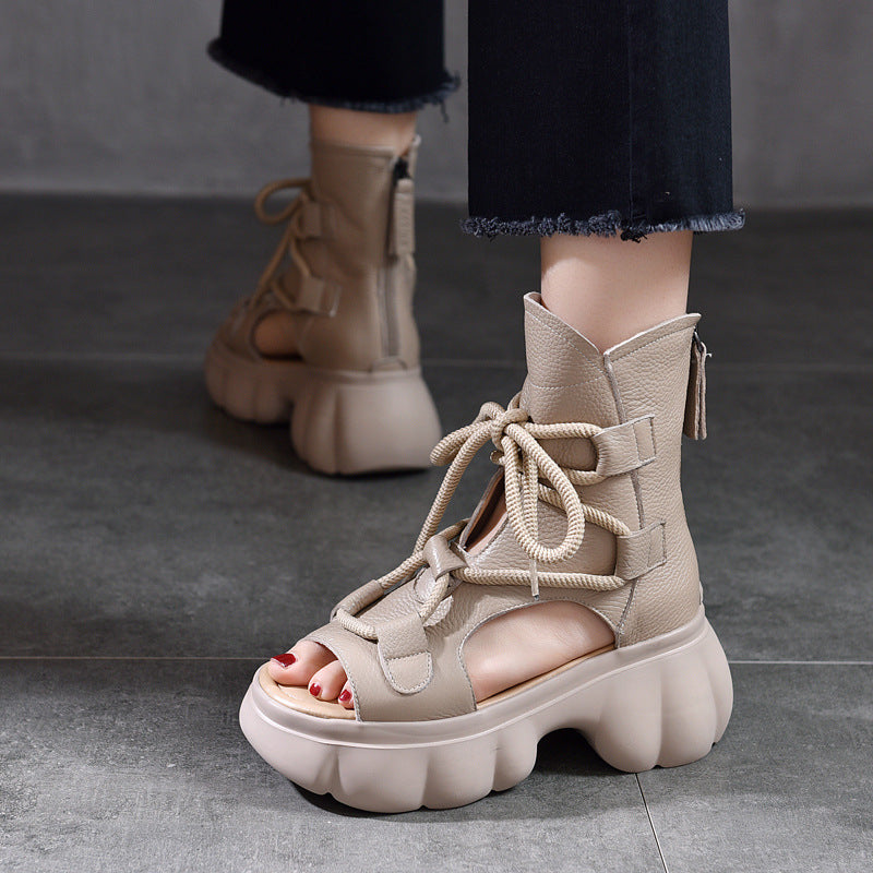 Women's Activity Price Top Layer Cowhide Platform Boots
