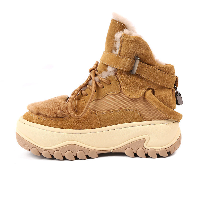 Women's Warm Woolen Sheepskin Fur Integrated Northeast Boots
