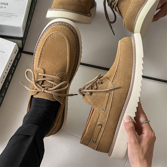 Men's Stylish Big Head British Martin Leather Shoes