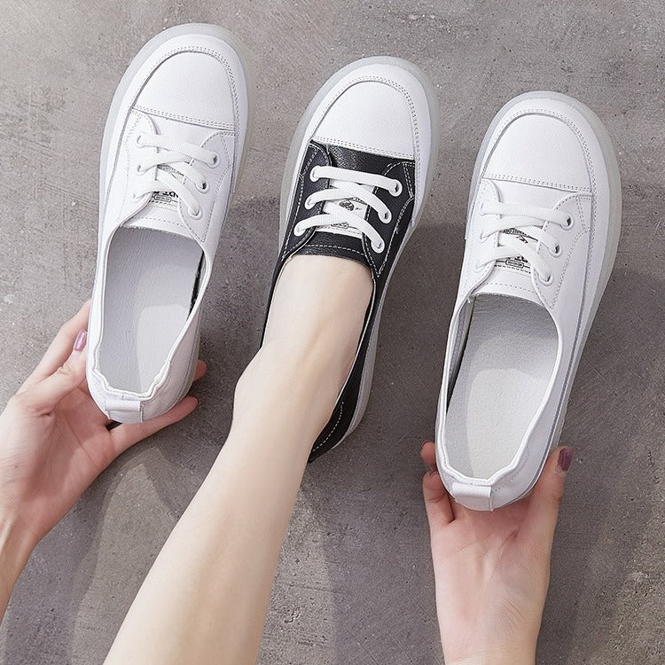 Women's First Layer Cowhide Shallow Mouth Height Increasing Insole Women's Casual Shoes
