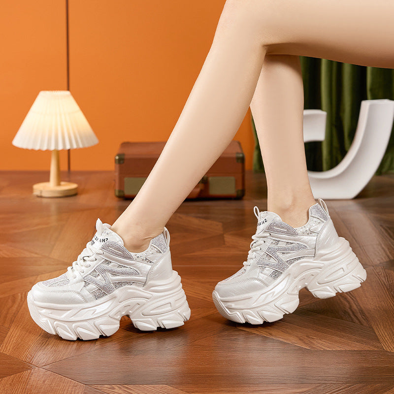 Women's Dad Summer Breathable Hollow Mesh Surface Height Sneakers