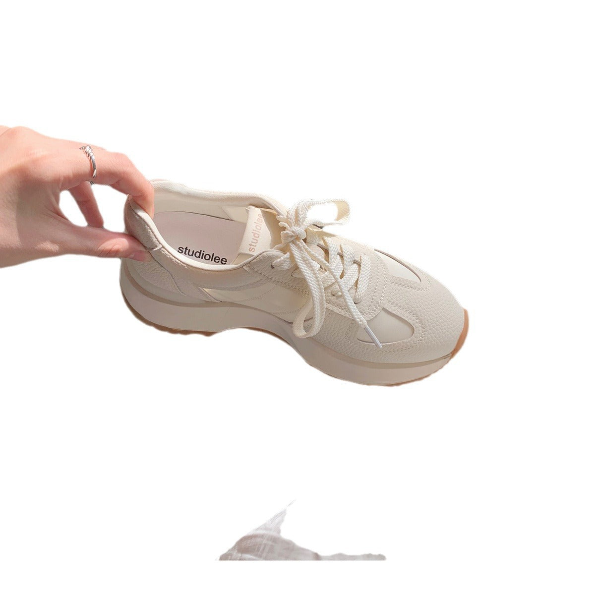 Women's Breathable Round Toe Stitching Feeling Thick Bottom German Sneakers