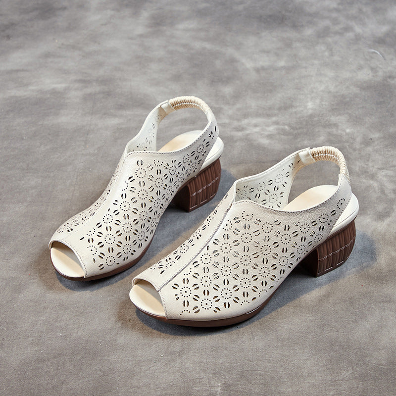 Women's Breathable First Layer Cowhide Soft Bottom Heels