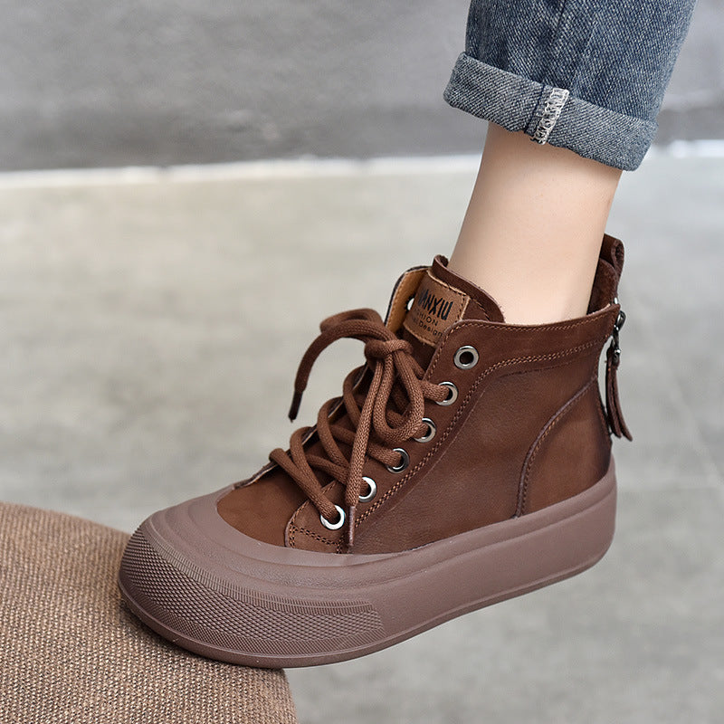 Women's Price Short Lace Up Round Toe Single Thick Boots