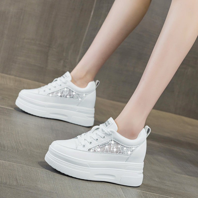 Women's Bottom Platform Wedge Flat Mesh White Women's Casual Shoes