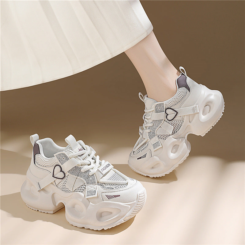 Women's Dad Mesh Breathable Sports Thick-soled White Casual Shoes