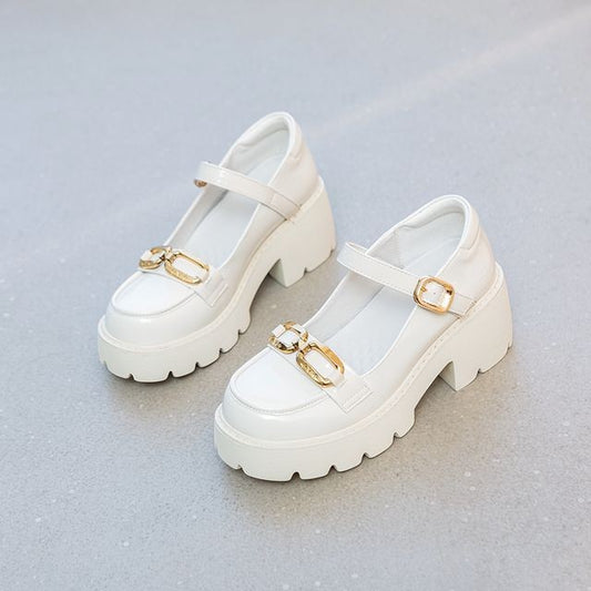 Women's Thick-soled Small Versatile Slip-on Retro British Heels