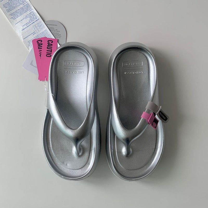 Women's Summer Wear Platform Rubber Sole Slippers