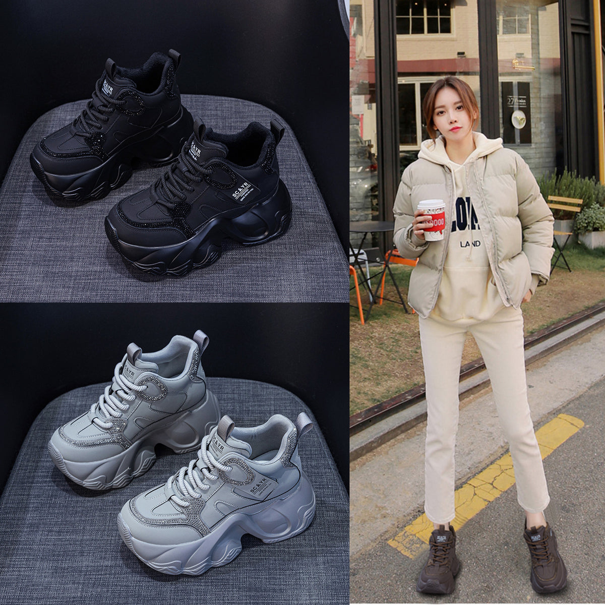 Women's Dad Autumn Thick Bottom Height Increasing Insole Fashion Men's Shoes