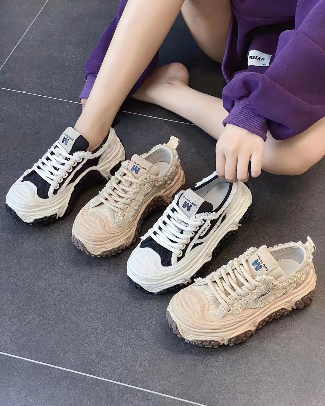 Women's Bottom Ugly Cute Fried Street Beggar Canvas Shoes
