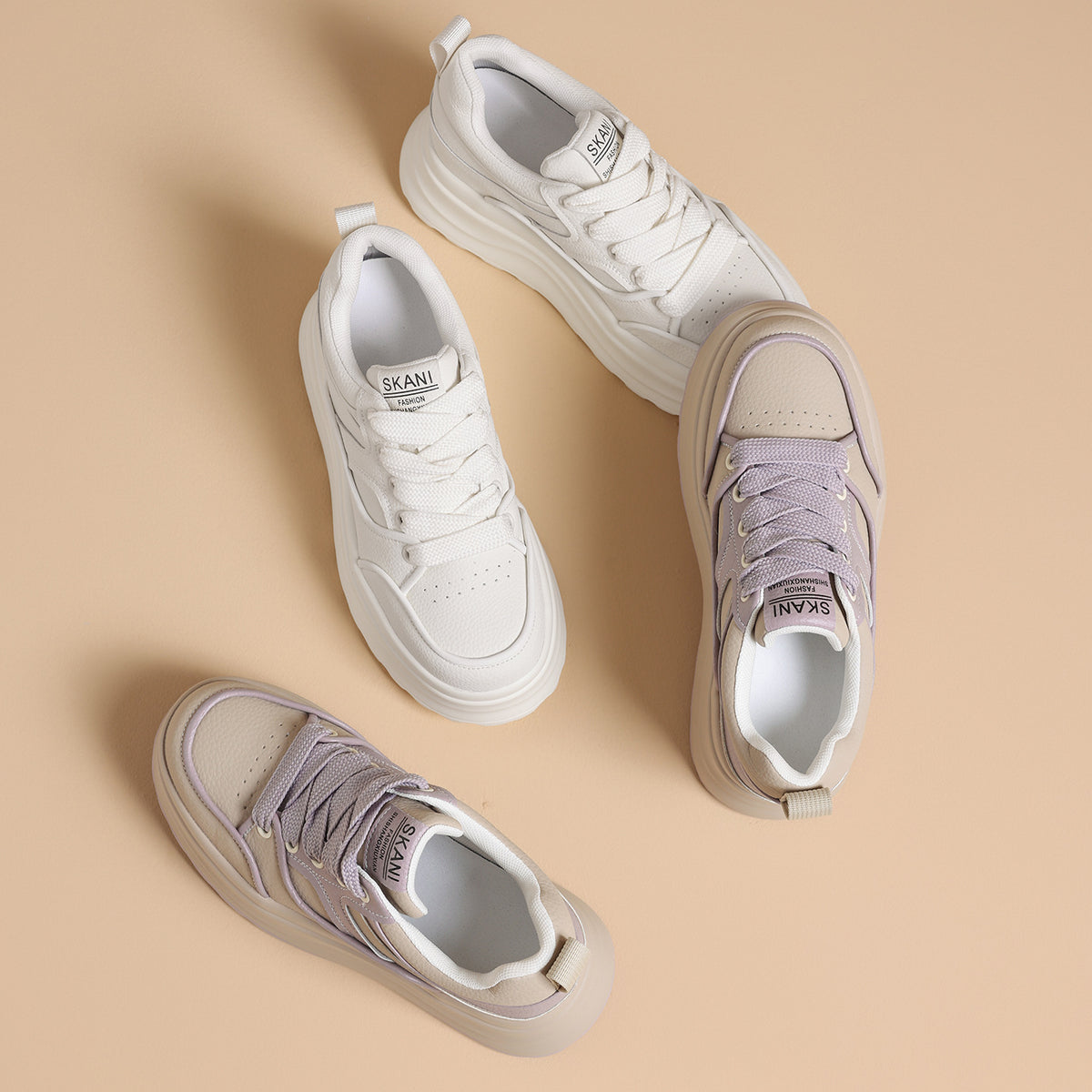 Women's Height Increasing Insole Platform White Lace Up Classic Versatile Small Women's Casual Shoes