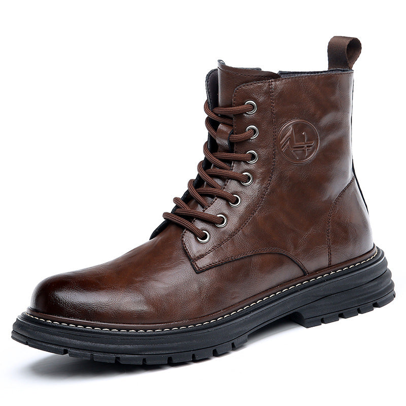 Men's Fashionable Genuine Platform Worker Retro British Boots