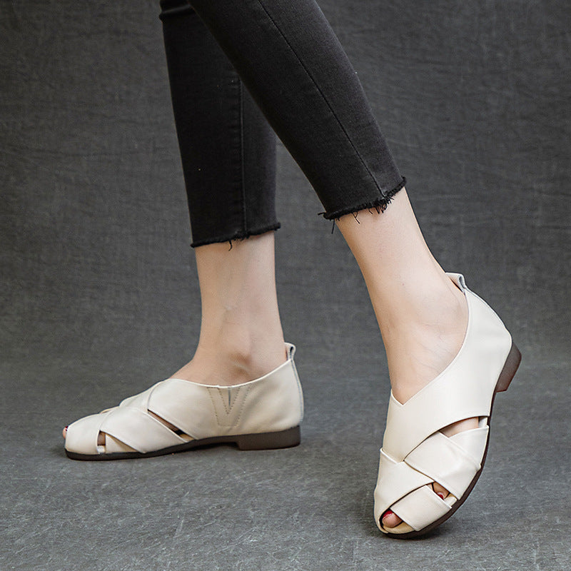 Women's Bag Roman Style Flat Soft Bottom Surface Hollow Sandals
